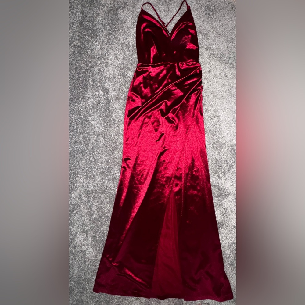 Red Satin V-Neck Slip Dress
